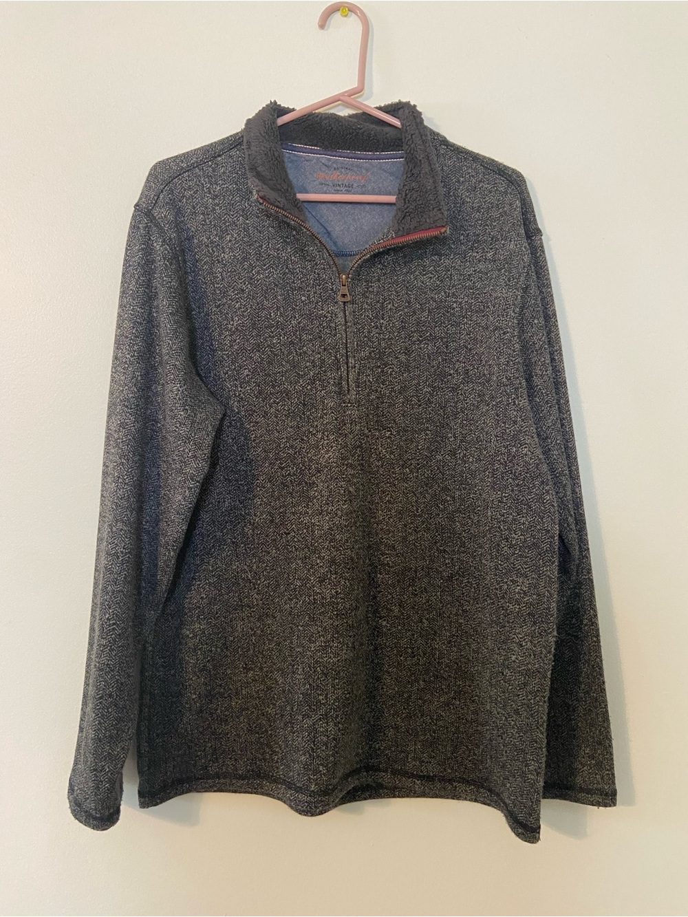 Vintage Dark Gray Zip-Front Pullover Sweater